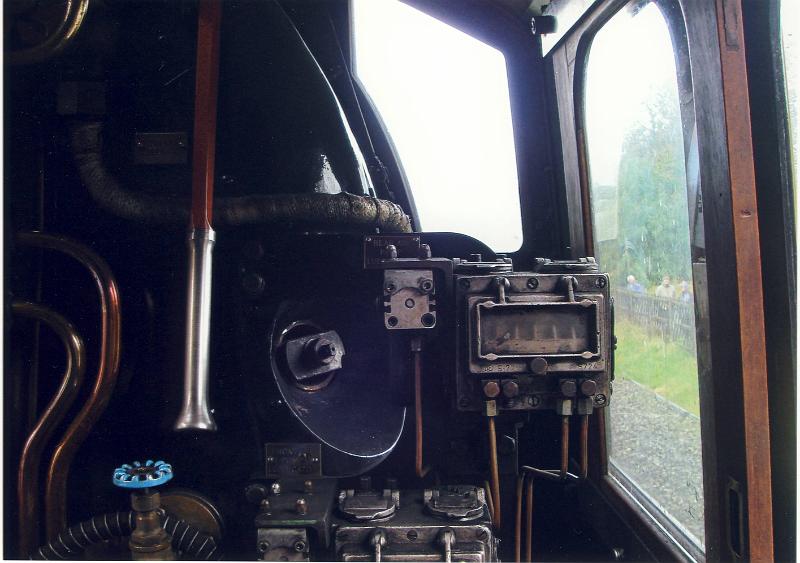 Tornado - cab 2.JPG - " View from the Cab" - by Elizabeth Robertshaw  View from the cab of the new Tornado engine, whilst taking on water at Long Preston - Oct 4th 2009